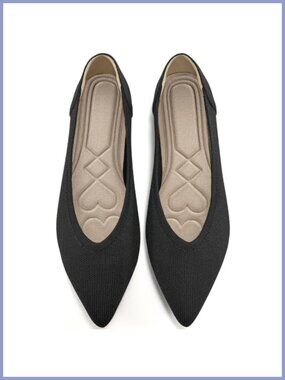 Women's Knit Ballet Flats Pointed Toe Slip On Memory Foam Comfort Shoes